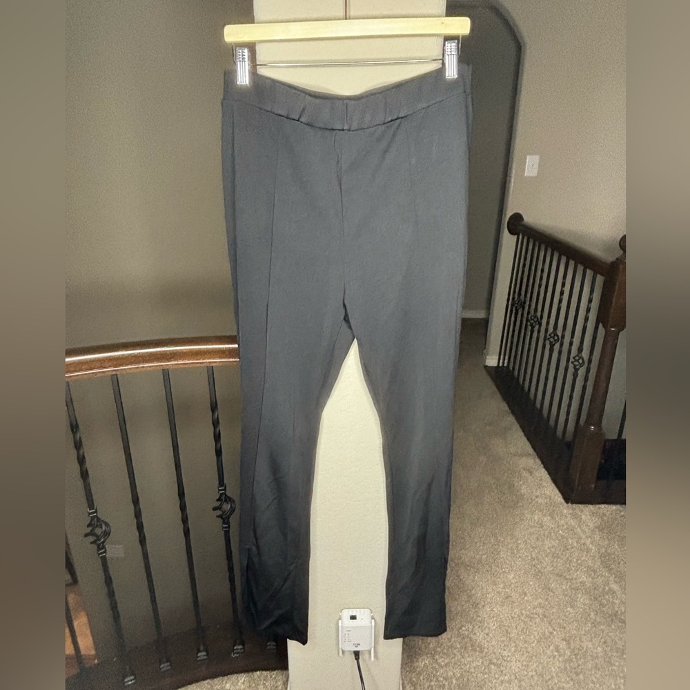 Wdirara Black Split Hem Leggings Size XXL NEW Neutral Minimalist Stretch